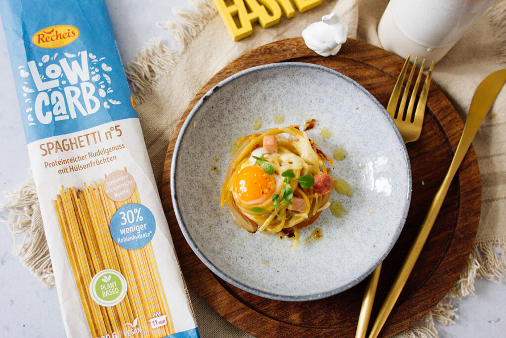 Low Carb Spaghetti-Nester mit Wachtelei