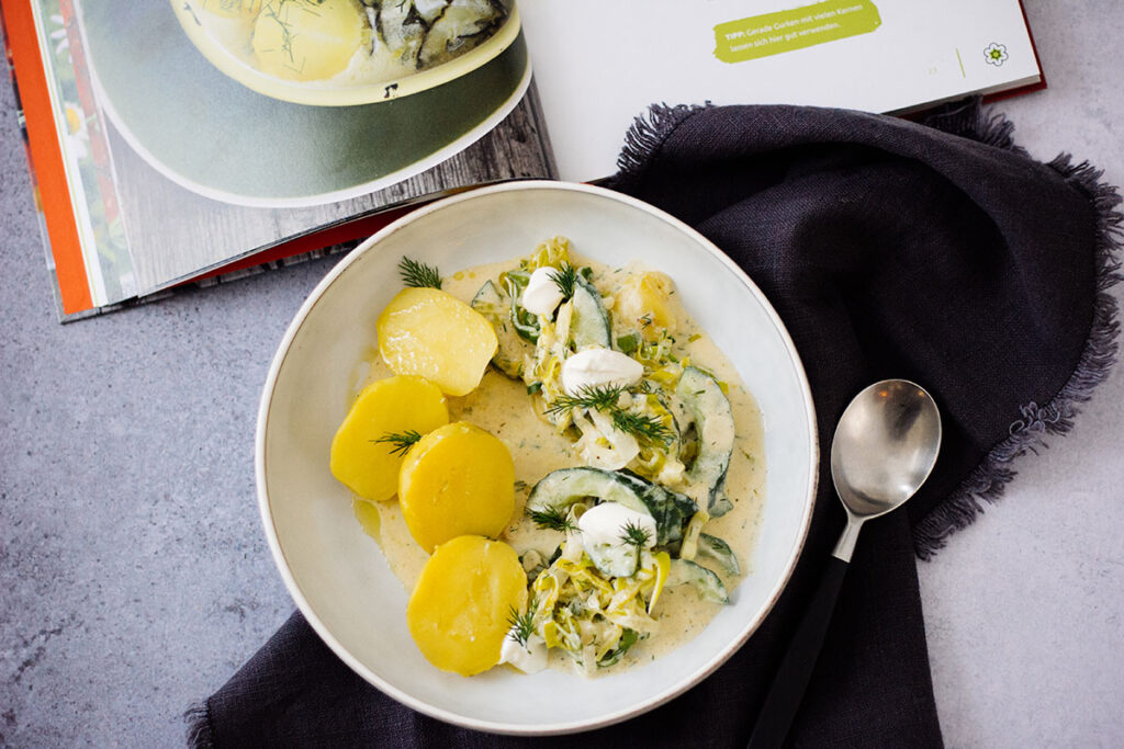 Rahmgurken mit Erdäpfeln