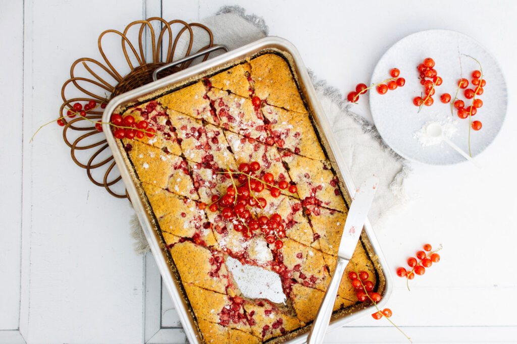 Mohn-Ribiselkuchen vom Blech